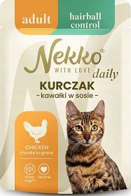 Nekko Daily Adult Hairball Karma z kurczakiem dla kota 85g (sos)