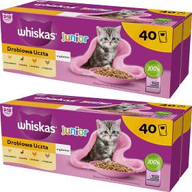 Whiskas JUNIOR Drobiowa Uczta Karma w galaretce dla kociąt 2x(40x85g) PAKIET