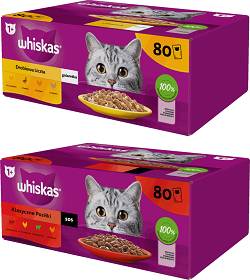 Whiskas Drobiowa Uczta i Klasyczne Posiłki Karma w galaretce i sosie dla kota 160x85g