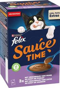Felix Sauce Time Karma z kurczakiem i łososiem dla kota 6x40g 