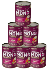 Uniszki Unismak Adult Mono Karma z wołowiną dla psa 15x400g PAKIET