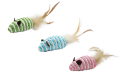 Bubu Pets Myszka ze sznurka naturalnego z piórkiem dla kota mix kolorów rozm. 7cm nr kat. PT0139 WYPRZEDAŻ