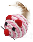 Bubu Pets Myszka ze sznurka naturalnego z piórkiem dla kota rozm. 7cm nr kat. PT0140