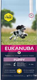Eukanuba Puppy Medium Karma dla szczeniaka 15kg+3kg GRATIS