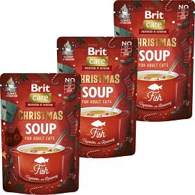 Brit Care Cat Soup with Fish Karma z łososiem dla kota 15x75g  PAKIET ŚWIĄTECZNA EDYCJA