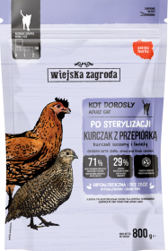 Wiejska Zagroda Sterlised Adult Karma z kurczakiem i przepiórką dla kota 400g