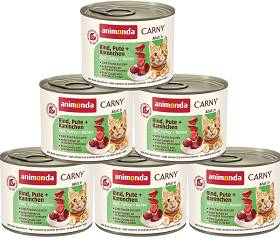 Animonda Carny Adult Karma z wołowiną, indykiem i królikiem dla kota 6x200g PAKIET