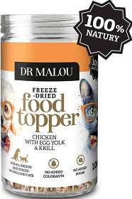 Dr Malou Freeze Dried Food Topper Liofilizowany Przysmak z kurczakiem, żółtkiem kurzym i krylem dla kota i psa 100g