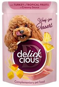 Delickcious Turkey&Tropicial Fruits in Creamy Sauce Karma z indykiem dla psa 80g