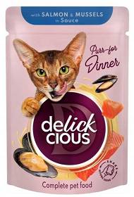 Delickcious Salmon&Mussels in Sauce Karma z łososiem i małżami dla kota 80g