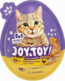 JOY&TOY CAT Jajko Niespodzianka Przysmak z kurczakiem + zabawka 2w1 dla kota op. 20g