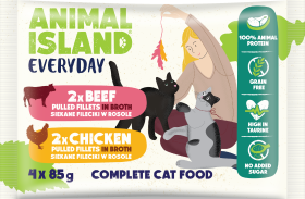 Animal Island Everyday Beef&Chicken in Broth Karma z wołowiną i kurczakiem w rosole dla kota 4x85g
