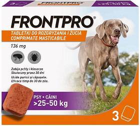 Frontpro Tabletka na kleszcze i pchły XL 136mg dla psa 25kg-50kg 3szt.