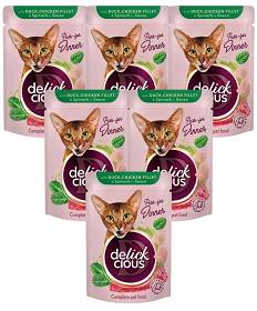 Delickcious Duck&Chicken Fillets in Sauce Karma z kaczką i kurczakiem dla kota 12x85g PAKIET