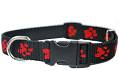 Chaba Obroża regulowana dla psa rozm. 25mm/33-60cm kolor czarny w czerwone łapki