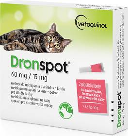 Vetoquinol Dronspot dla Kota 2.5kg-5kg Krople na robaki i pasożyty 2 pipety