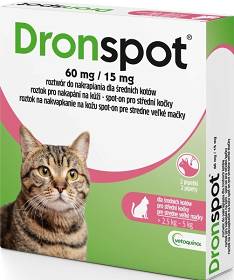 Vetoquinol Dronspot dla Kota 2.5kg-5kg Krople na robaki i pasożyty 2 pipety