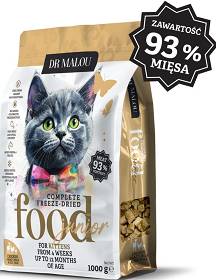 Dr Malou Junior Freeze Dried Liofilizowana Karma z kurczakiem i kozim mlekiem dla kociąt 1kg