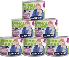 Animal Island Everyday Kitten Karma z cielęciną i królikiem w pasztecie dla kociąt 12x185g PAKIET