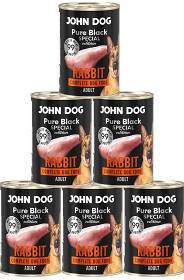 John Dog Pies Adult Pure Black Special Edition Rabbit Karma z królikiem 6x400g PAKIET