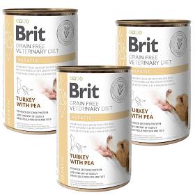 Brit Veterinary Diet Hepatic Turkey&Pea Karma z indykiem i groszkiem dla psa 6x400g PAKIET