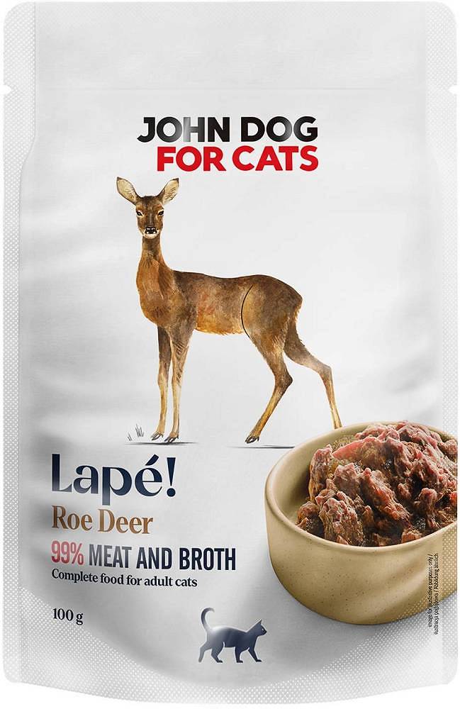 John Dog for Cats Lapé Deer in Broth Karma z sarną dla kota 100g