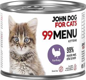 John Dog for Cats 99 MENU KittenTurkey Karma z indykiem dla kociąt 200g
