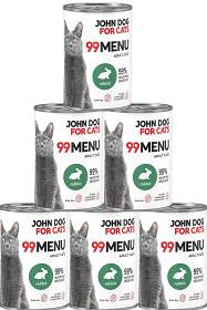 John Dog for Cats 99 MENU Adult Rabbit Karma z królikiem dla kota 6x400g PAKIET