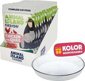 Animal Island Everyday Chicken&Quail in Broth Karma z kurczakiem i przepiórką w rosole dla kota 12x85g + Talerzyk GRATIS