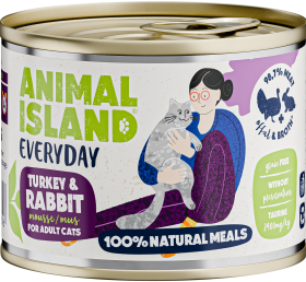 Animal Island Everyday Turkey&Rabbit Mousse Karma z indykiem i królikiem w musie dla kota 200g