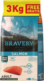 Bravery Adult Medium/Large Salmon Karma z łososiem dla psa 12kg + 3kg GRATIS