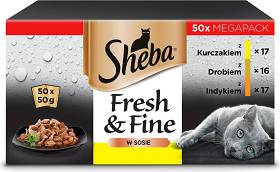Sheba Fresh&Fine Mix Smaków Drobiowych Karma w sosie dla kota 50x50g