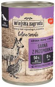 Wiejska Zagroda Leśne Smaki Karma Hipoalergiczna z sarną i przepiórką dla psa 400g