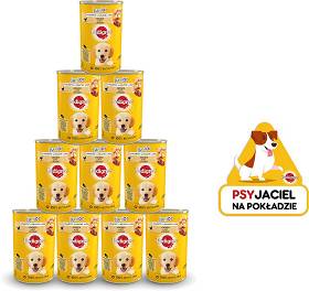 Pedigree Junior Karma z kurczakiem w galaretce dla szczeniaka 24x400g PAKIET + NAKLEJKA PEDIGREE GRATIS