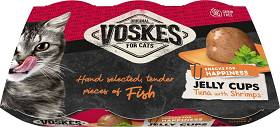 Voskes Original Adult Jelly Cups Tuna & Shrimps Przysmak z tuńczykiem i krewetkami dla kota 6x25g