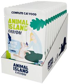 Animal Island Everyday White Fish in Broth Karma z białą rybą w rosole dla kota 12x85g