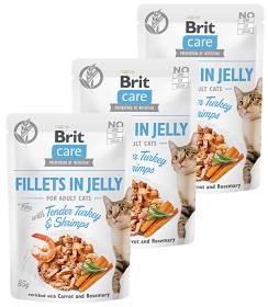 Brit Care Fillets with Turkey&Shrimps for Adult Cats Karma z indykiem i krewetkami w galaretce dla kota 12x85g PAKIET