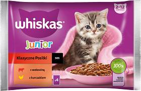 Whiskas JUNIOR Klasyczne posiłki Karma w sosie dla kociąt 4x85g