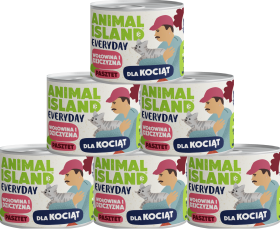 Animal Island Everyday Kitten Karma z wołowiną i dziczyzną w pasztecie dla kociąt 12x185g PAKIET