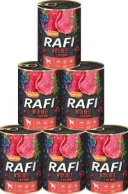 Rafi with Beef Mokra Karma z wołowiną, borówką i żurawiną dla psa 12x400g PAKIET