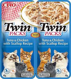 Inaba Ciao Twin Packs Recipe Tuna&Chicken&Scallop Karma z kurczakiem i przegrzebkiem dla kota 2x40g 