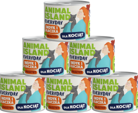 Animal Island Everyday Kitten Karma z indykiem i kaczką w pasztecie dla kociąt 12x185g PAKIET