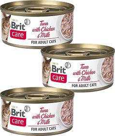 Brit Care Cat Tuna with Chicken&Milk Karma z tuńczykiem kurczakiem i mlekiem dla kota 12x70g PAKIET [Data ważności: 20.08.2024]