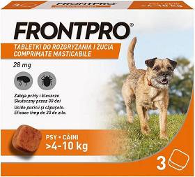 Frontpro Tabletka na kleszcze i pchły M 28.3mg dla psa 4kg-10kg 3szt.