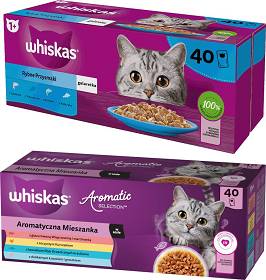 Whiskas Rybne Przysmaki i Aromatyczna Mieszanka Karma w galaretce i sosie dla kota 80x85g