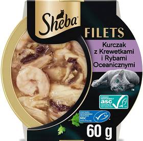 Sheba Filets Karma z kurczakiem, rybami oceanicznymi i krewetkami w sosie dla kota 60g