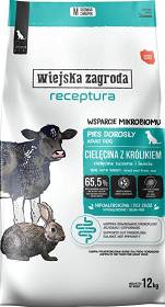 Wiejska Zagroda Receptura Wsparcie Mikrobiomu Adult Medium Karma z cielęciną i królikiem dla psa 12kg