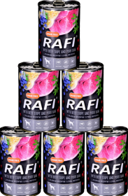 Rafi with Beef Tripe and Pork Ham Mokra Karma z żołądkami wołowymi i szynką dla psa 12x400g PAKIET