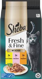 Sheba Fresh&Fine Karma z kurczakiem, łososiem i indykiem w sosie dla kota 6x50g