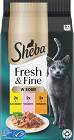 Sheba Fresh&Fine Karma z kurczakiem, łososiem i indykiem w sosie dla kota 6x50g
